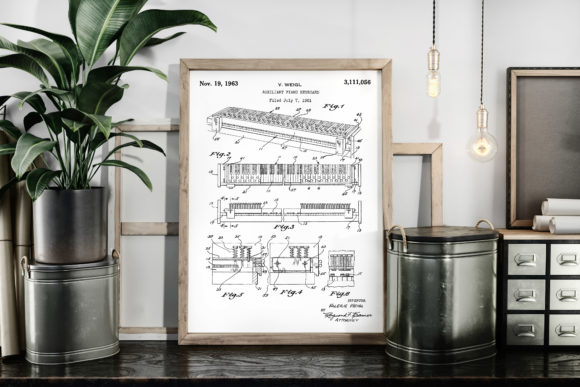 Download Auxiliary Piano Keyboard 1963 Patent Art - 1963 Collection