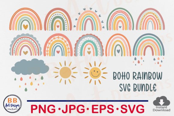Download Boho Rainbow SVG Bundle, Rainbow Clipart - Rainbow Collection