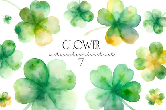Download Lucky Clovers Watercolor Clipart - Premium Bundle