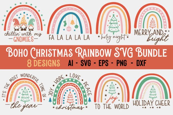 Download Boho Christmas Rainbow SVG Bundle - Rainbow Collection