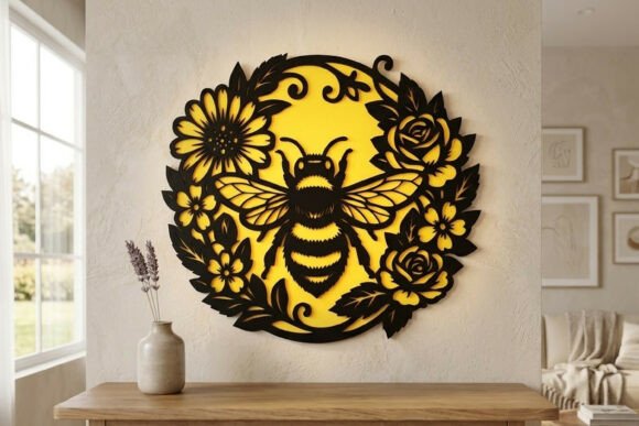 Download Laser Cut Floral Bee Wall Decor SVG - Floral Collection