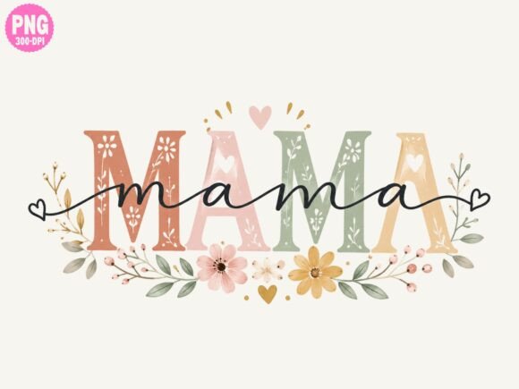 Download Floral Mama Lettering Design.png - Floral Collection